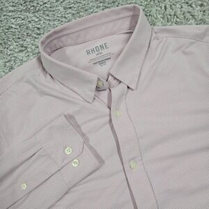 Rhone Commuter Button Up‎ Shirt Men's Pink XL Slim Fit Stretch Office Travel